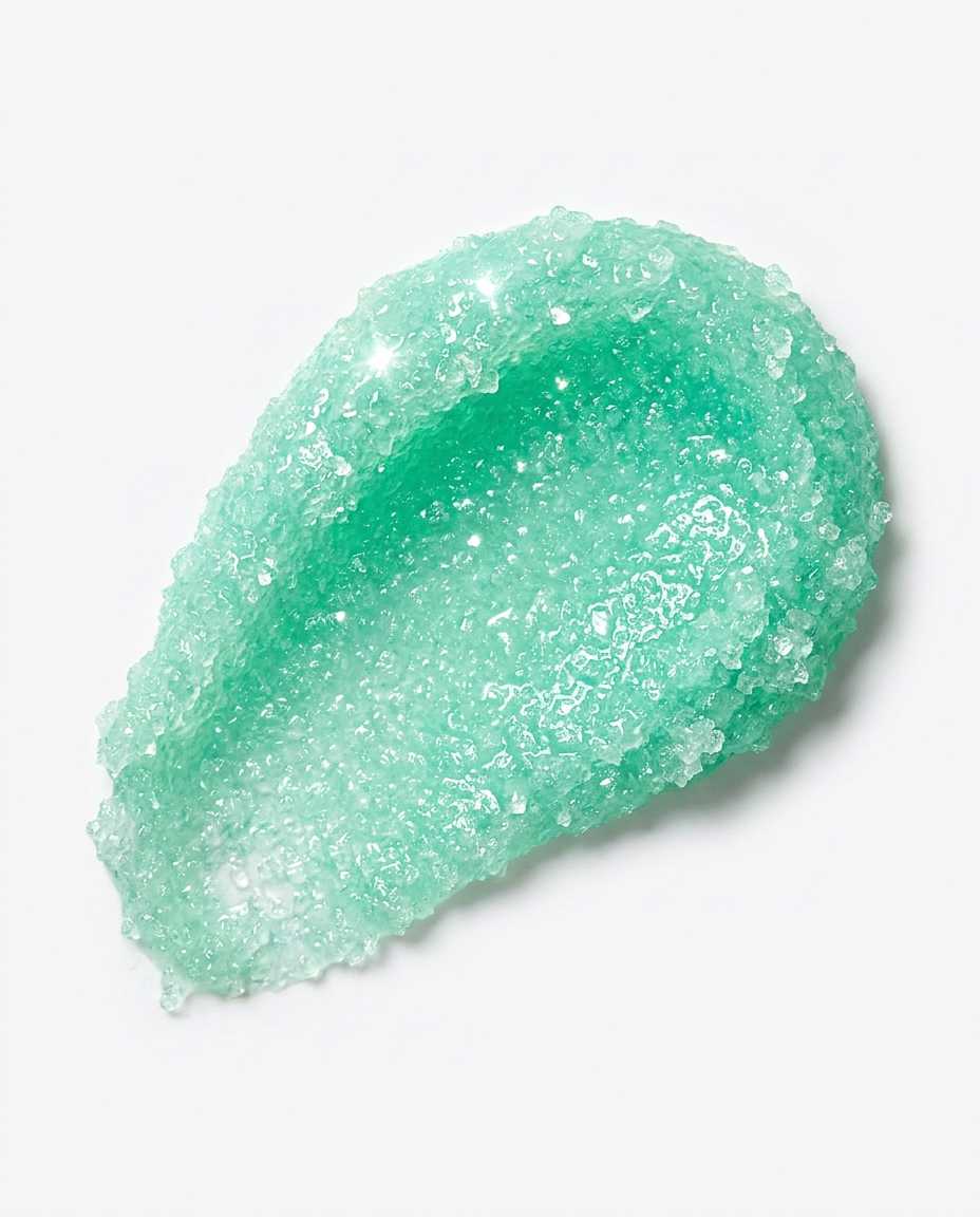 Scrub Drenante Youthss - Texture swatch cristalli verde acqua