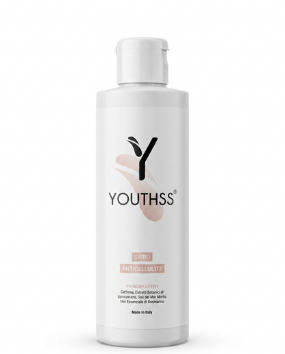 Siero Anticellulite Youthss 200ml — flacone bianco con flip top | Cosmetica biotecnologica Made in Italy